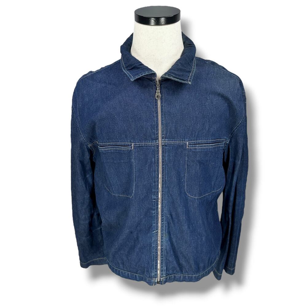 Marithé François Girbaud Denim Jacket Women's Large Blue Lightweight Full Zip